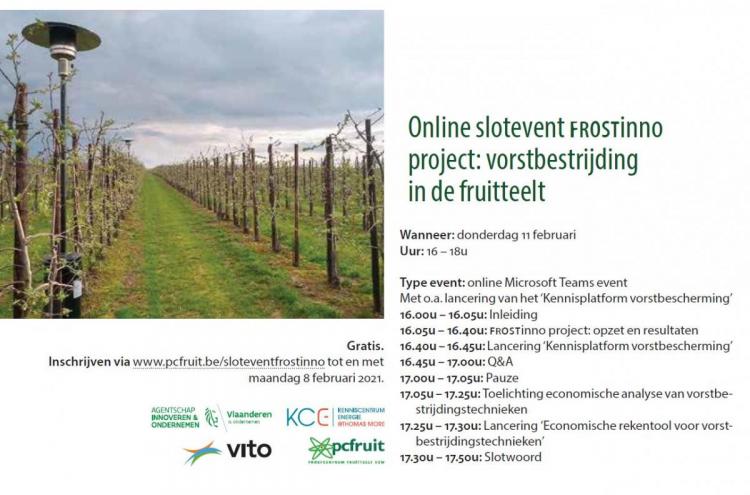 Online slotevent FROSTinno project: vorstbestrijding in de fruitteelt